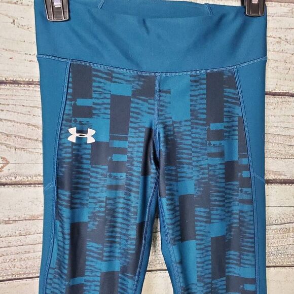 Under Armour HeatGear Compression Leggings Women’s Size SM Blue Geometric Print - Picture 2 of 8